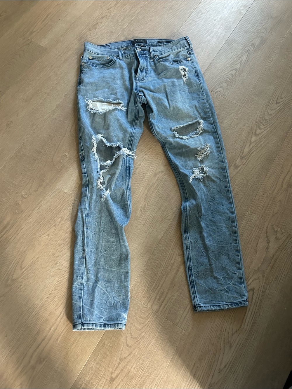 PacSun Men's Light Blue Ripped Slim Straight Jeans